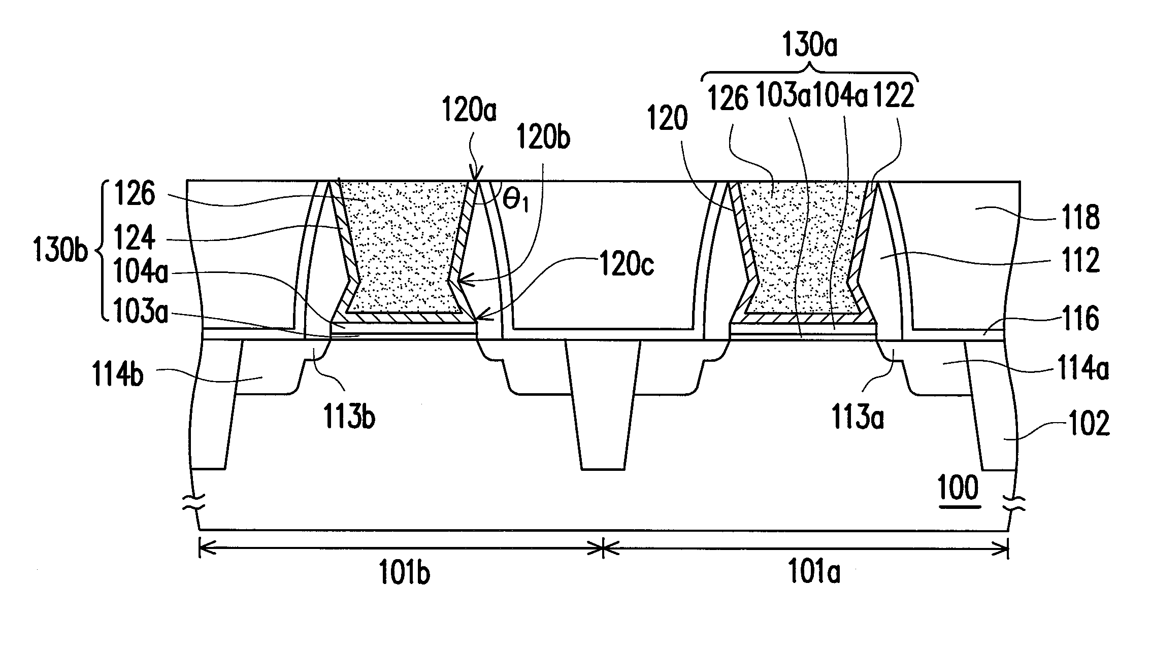 Semiconductor device with trench of various widths