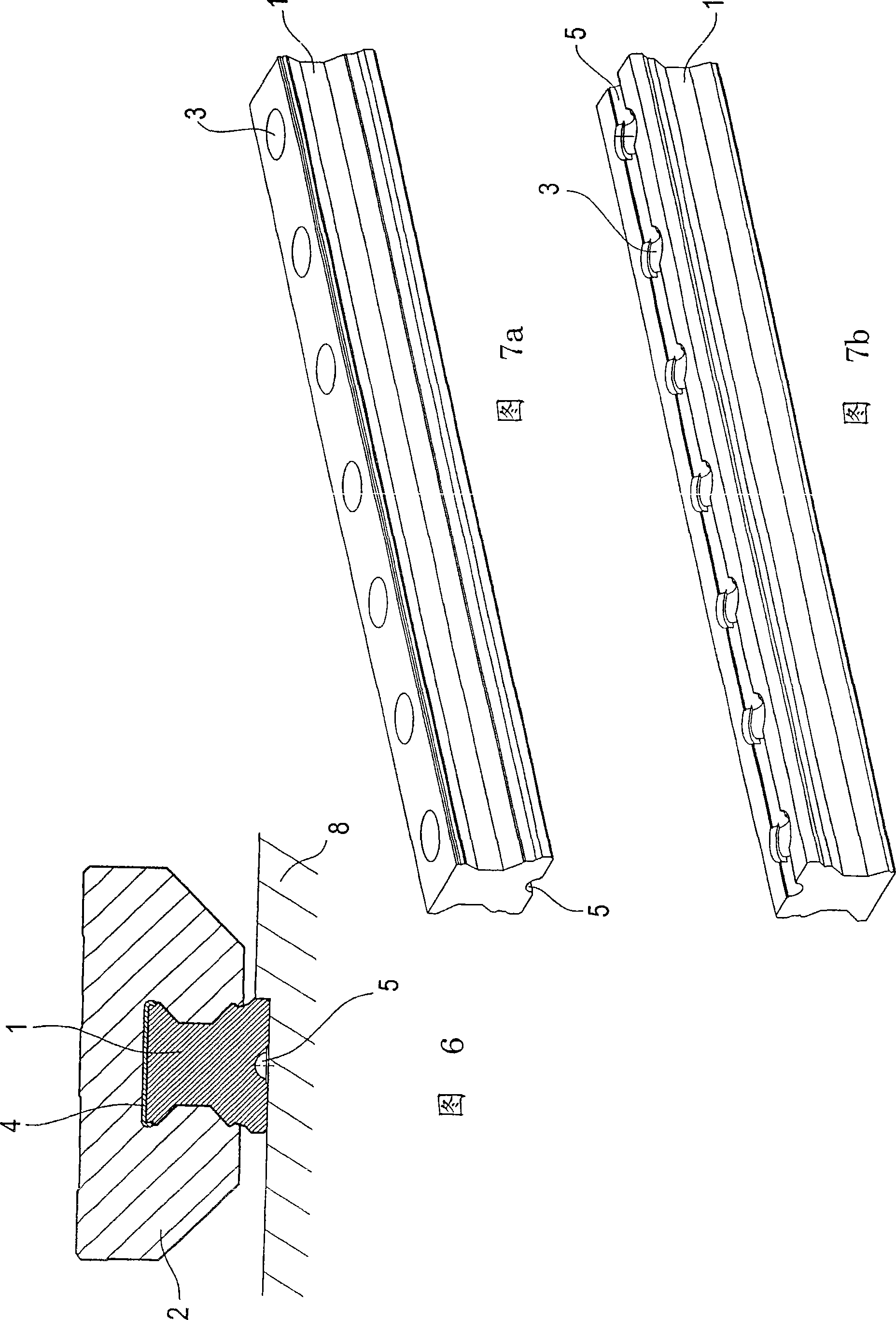 Linear guide rail for a linear guide system provided with a coolant slot