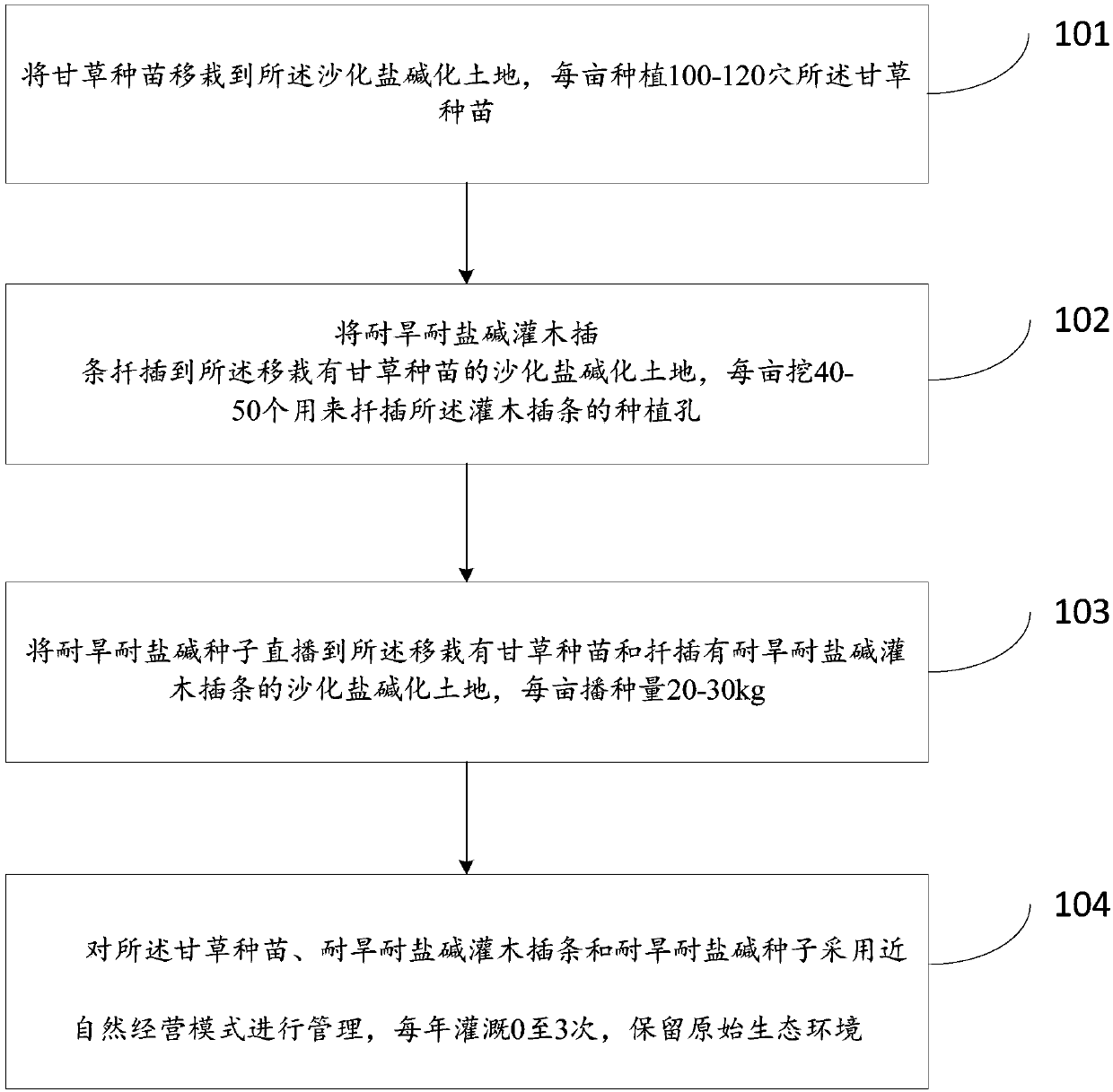 Afforestation method for desertification salinization land