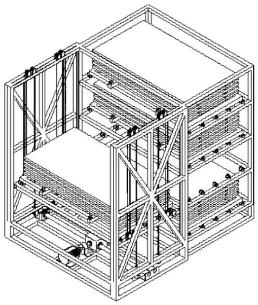 Three-dimensional storing and taking complete facility for concrete prefabricated laminated slab products