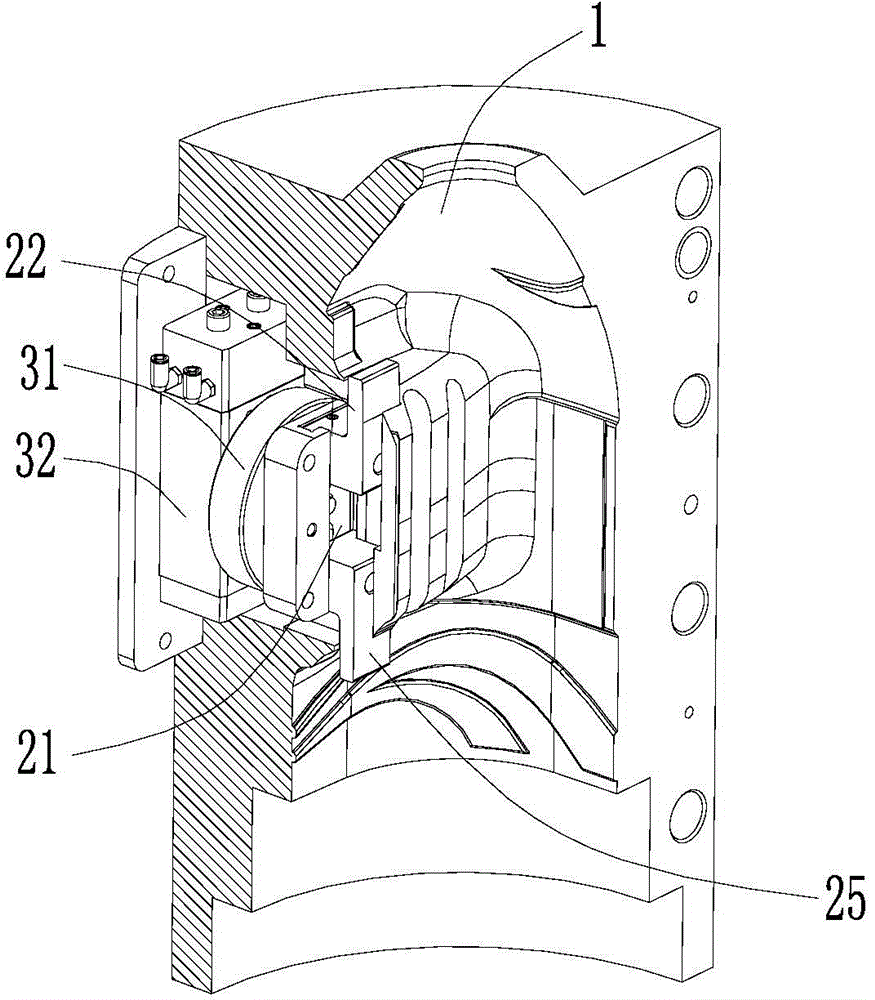 Blow-molding mechanism for handle assembly snapping grooves in container with handle