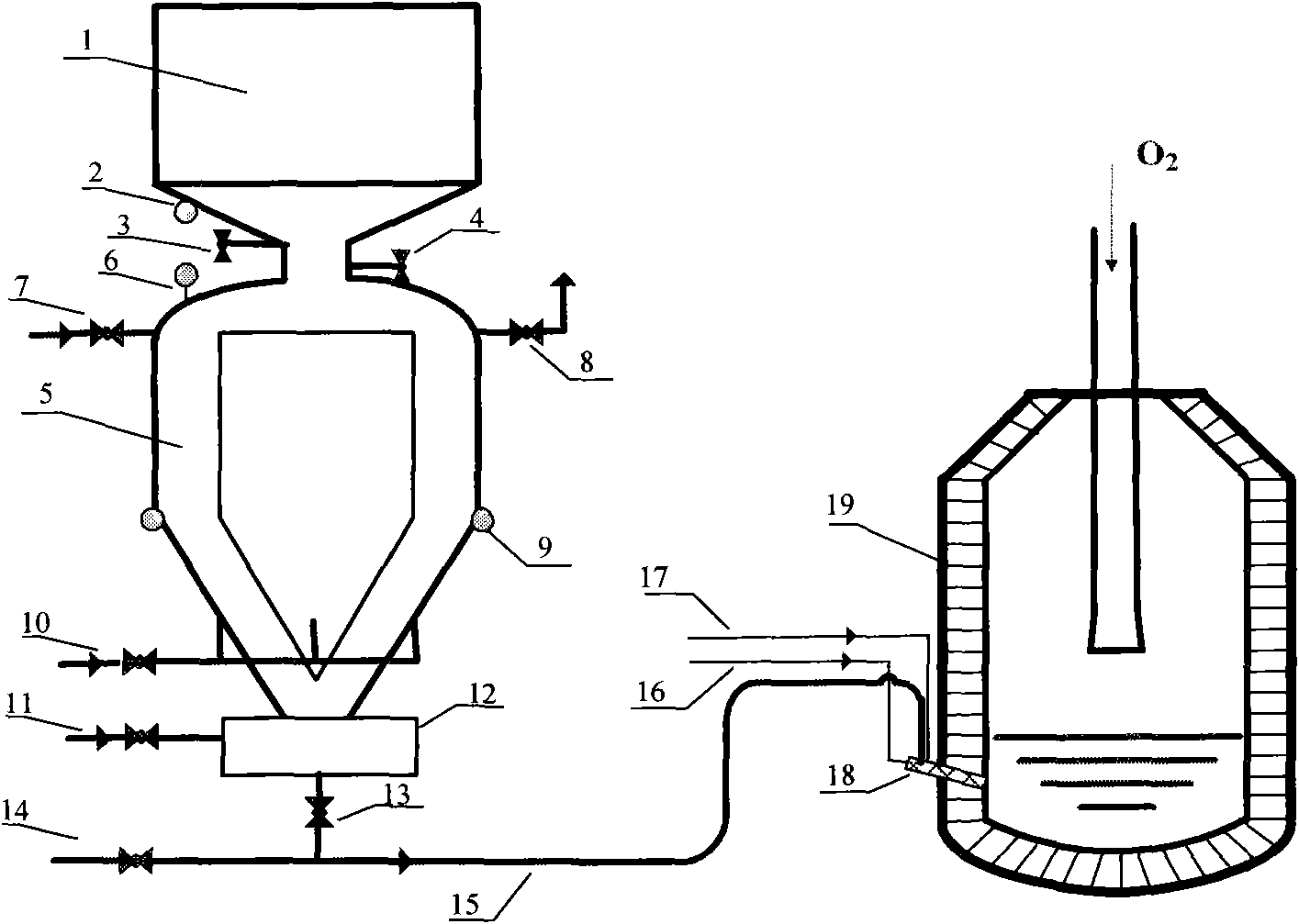 Powder spraying device and method for efficient vanadium extracting process of converter