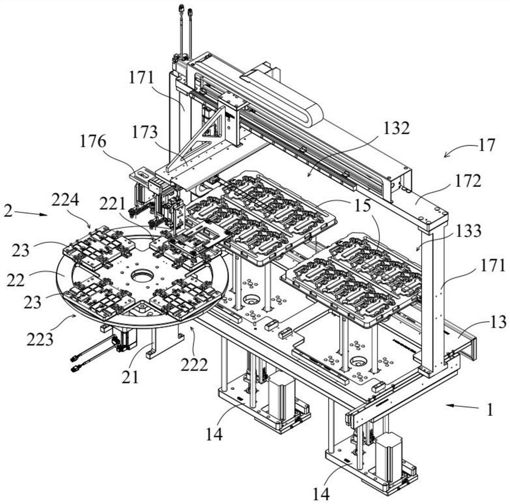 Feeding and transferring integrated feeding and discharging device