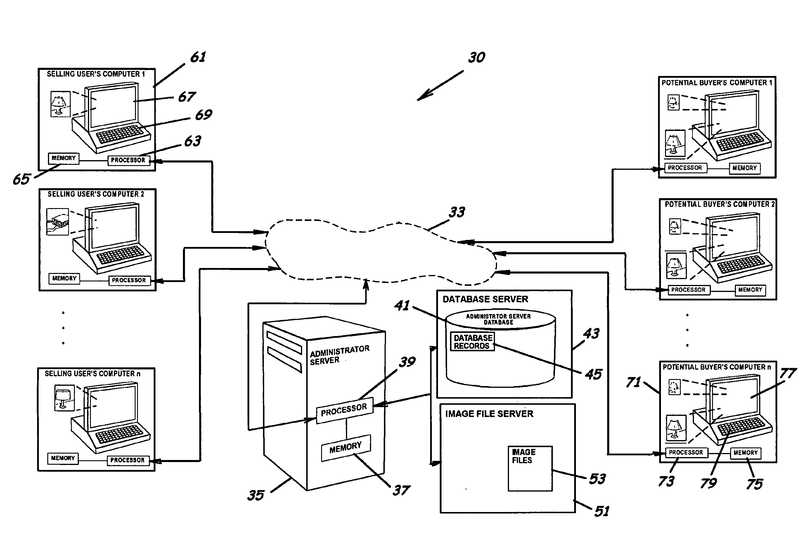 System, program product, and methods for online image handling