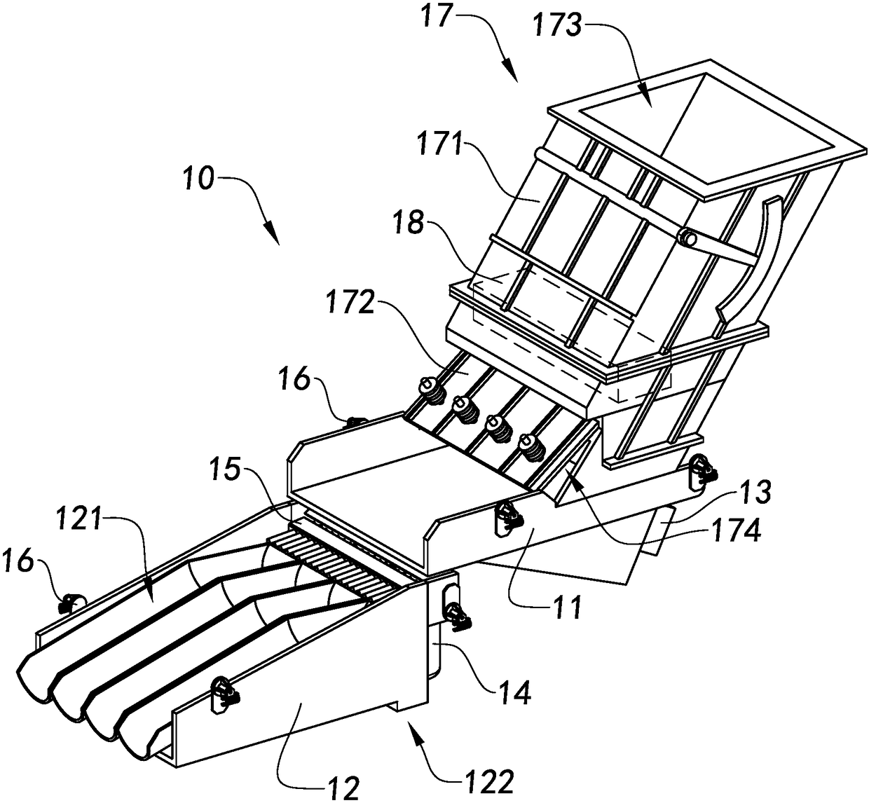 Ore separation equipment and conveying device thereof and ore conveying method