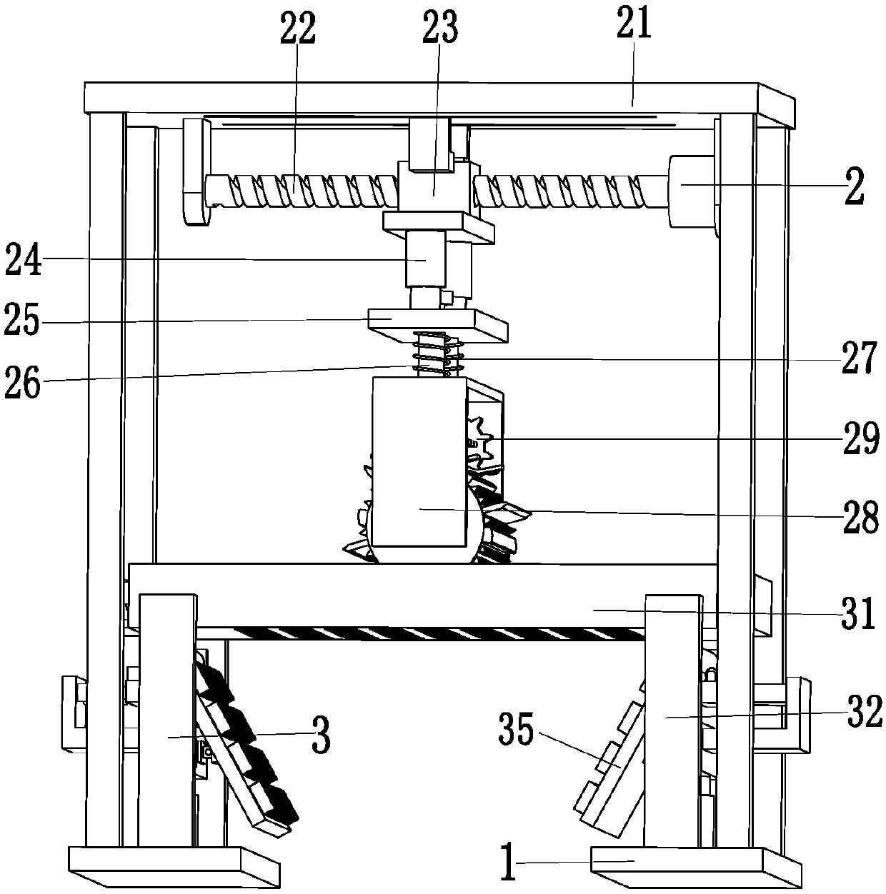 Crushed peanut processing device and processing method thereof