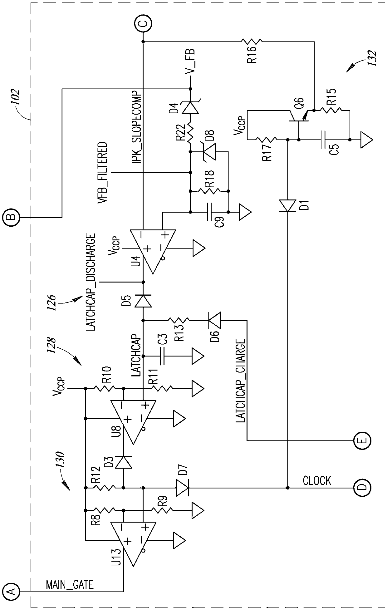 Radiation tolerant analog latch peak current mode control for power converters