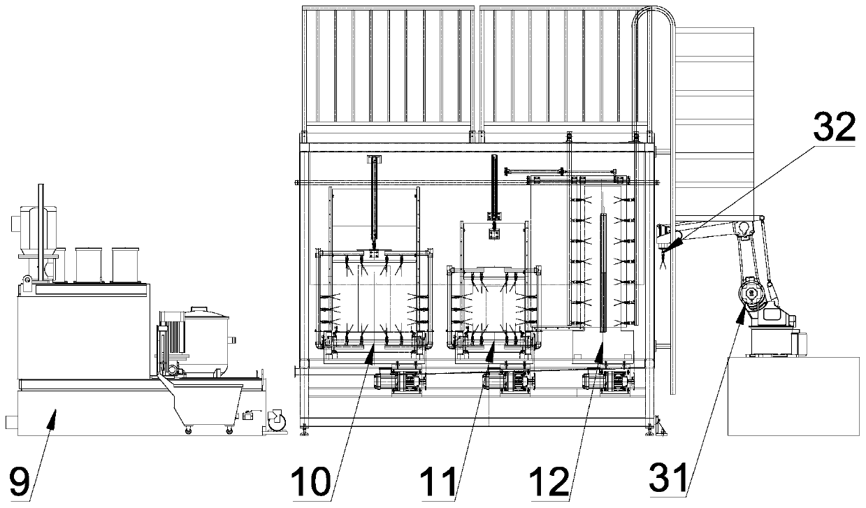 Robot intelligent feed box cleaning production line and system