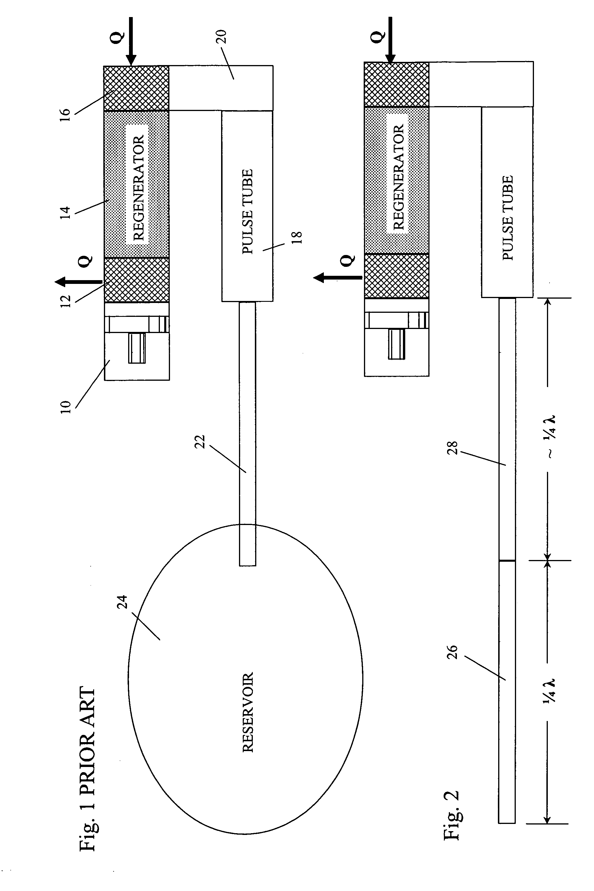 Pulse tube cooler having 1/4 wavelength resonator tube instead of reservoir