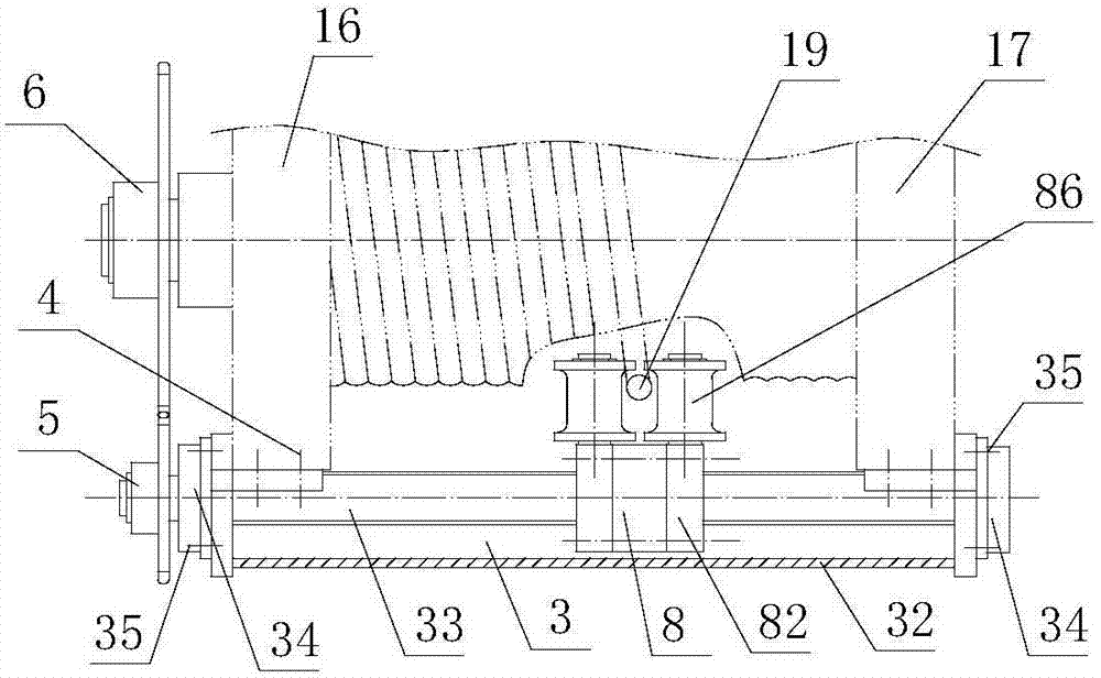 Rope guide with rope pressing device and threaded guide mechanism