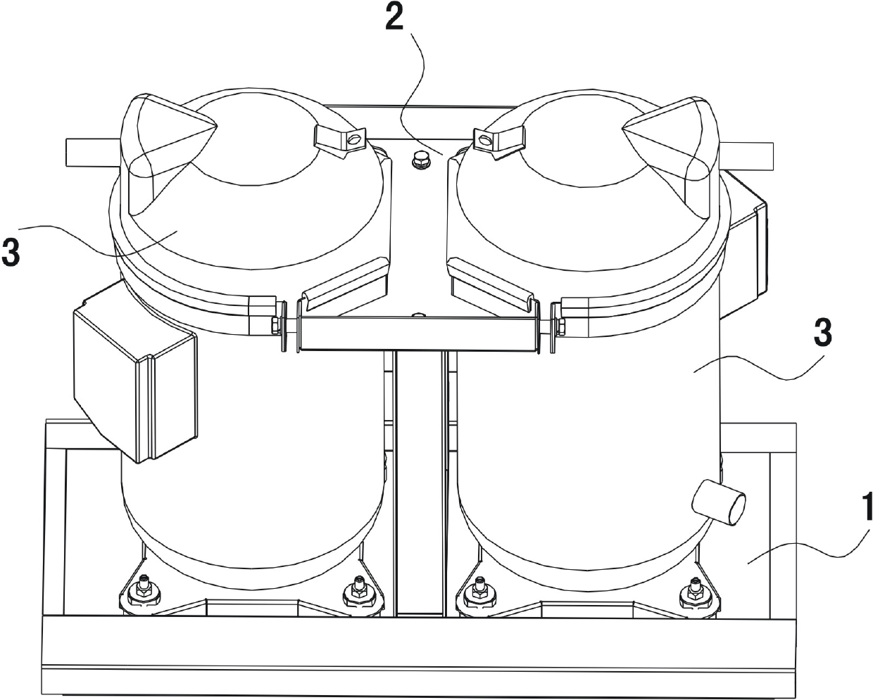 Compressor fixing device and compressor fixing structure