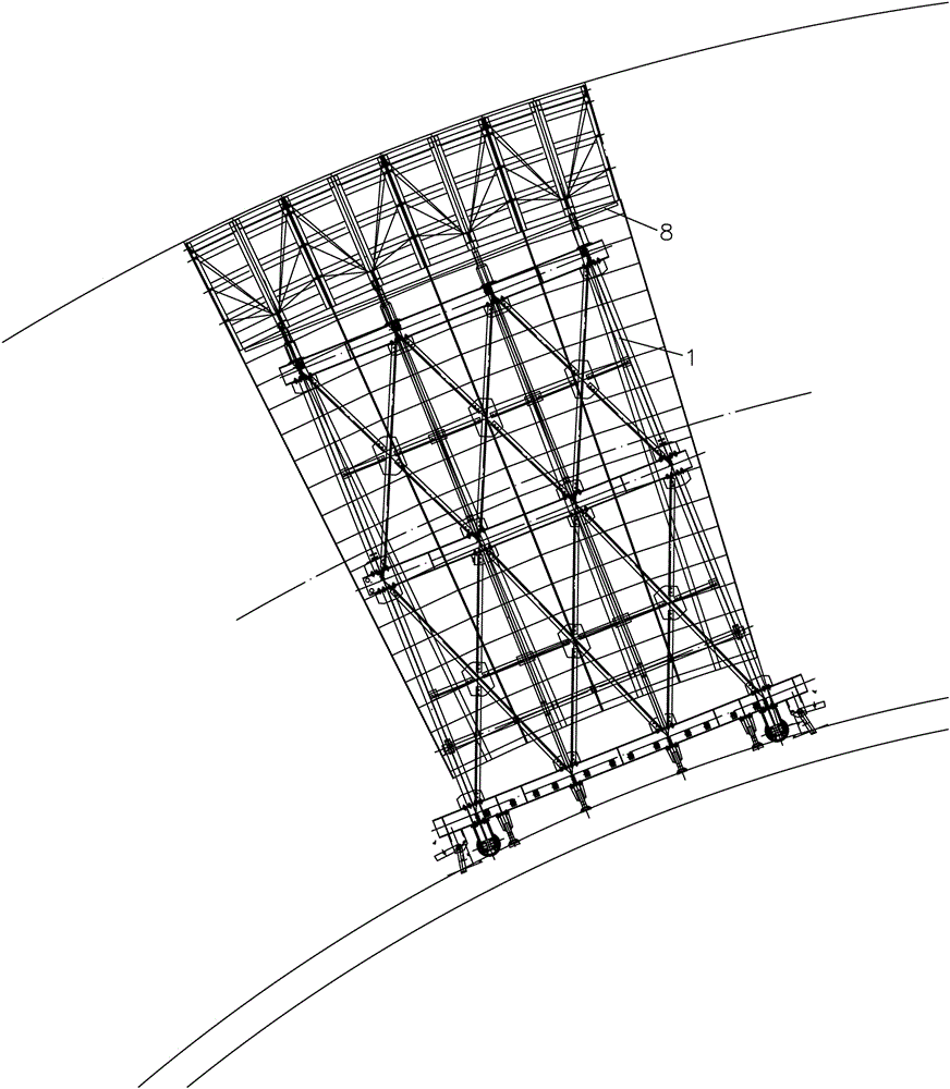 Anti-interference device and method for demoulding and anti-interference of steel mold trolley with three-dimensional space curved surface