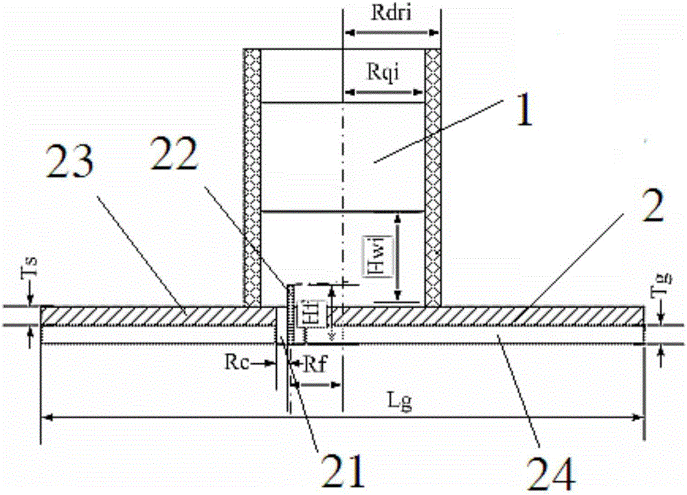 Liquid mixing chamber type regulable antenna