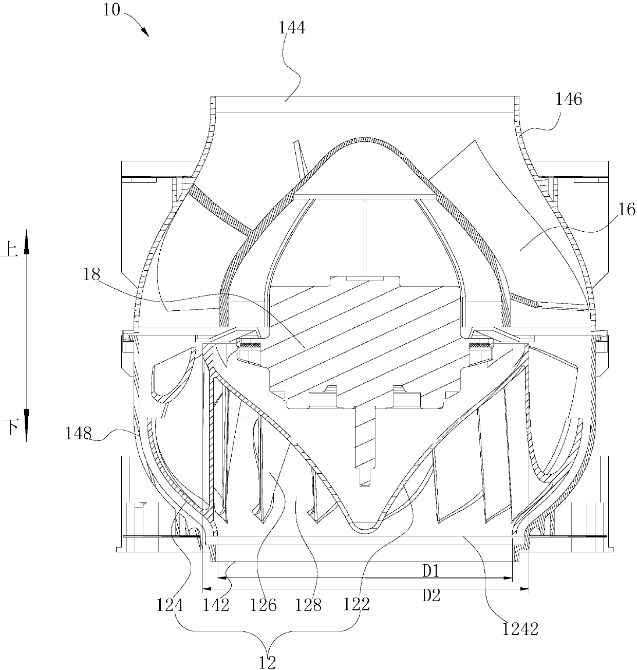 Fan device and flue gas turbine