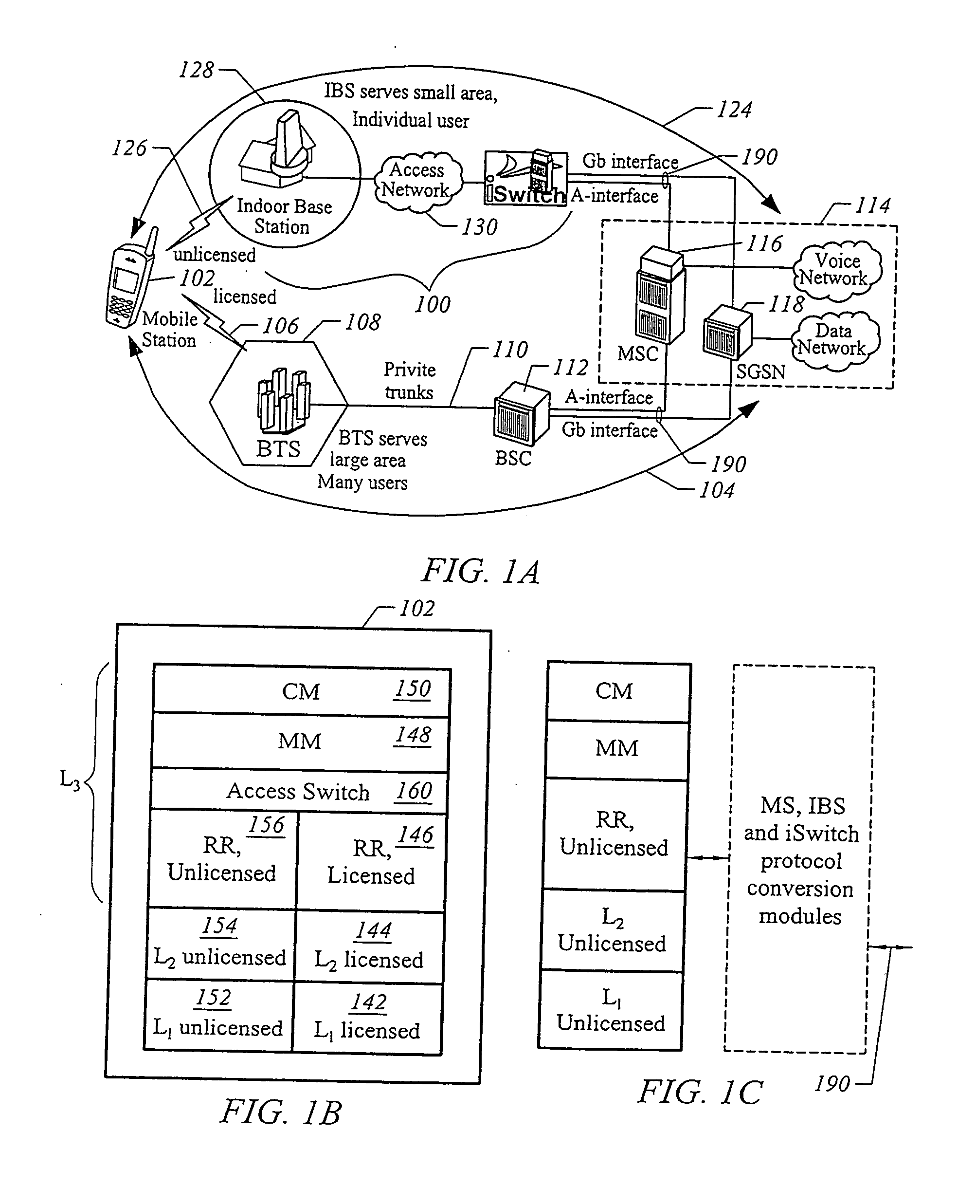 Mobile station implementation for switching between licensed and unlicensed wireless systems