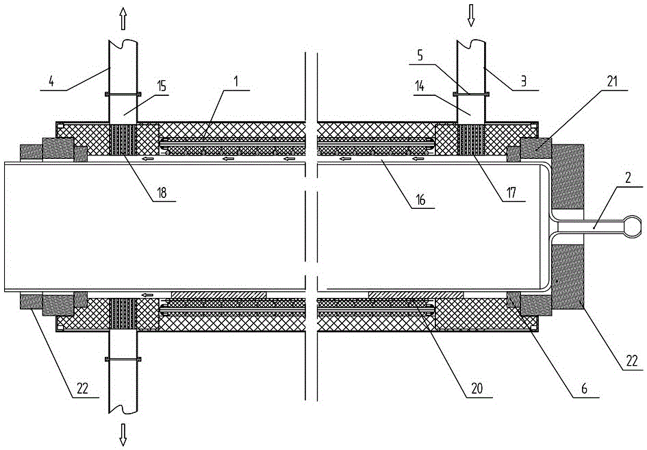 Rapid cooling furnace body of a horizontal diffusion furnace