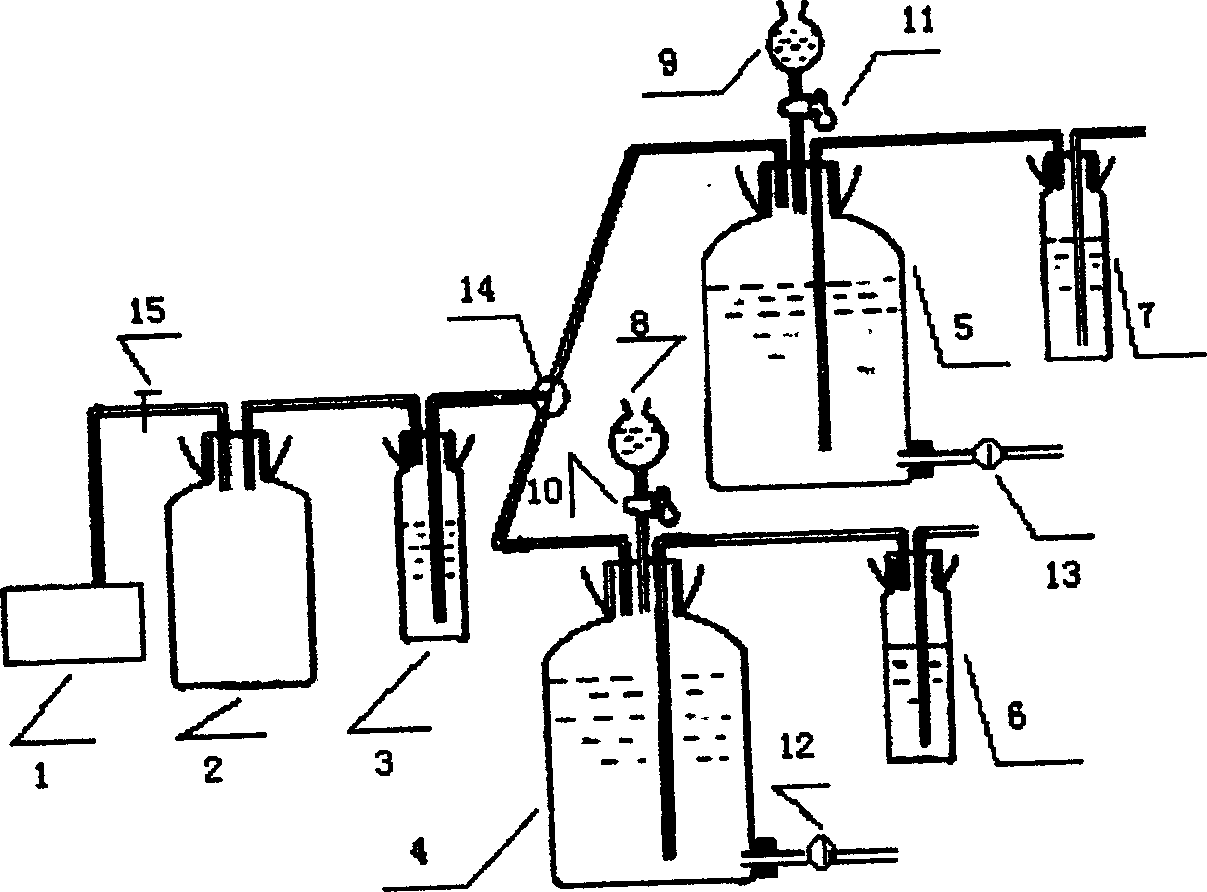 Sampling technique with use of vacuum degassing and air blowing method to determine 14C age of ground water as well as sampling system