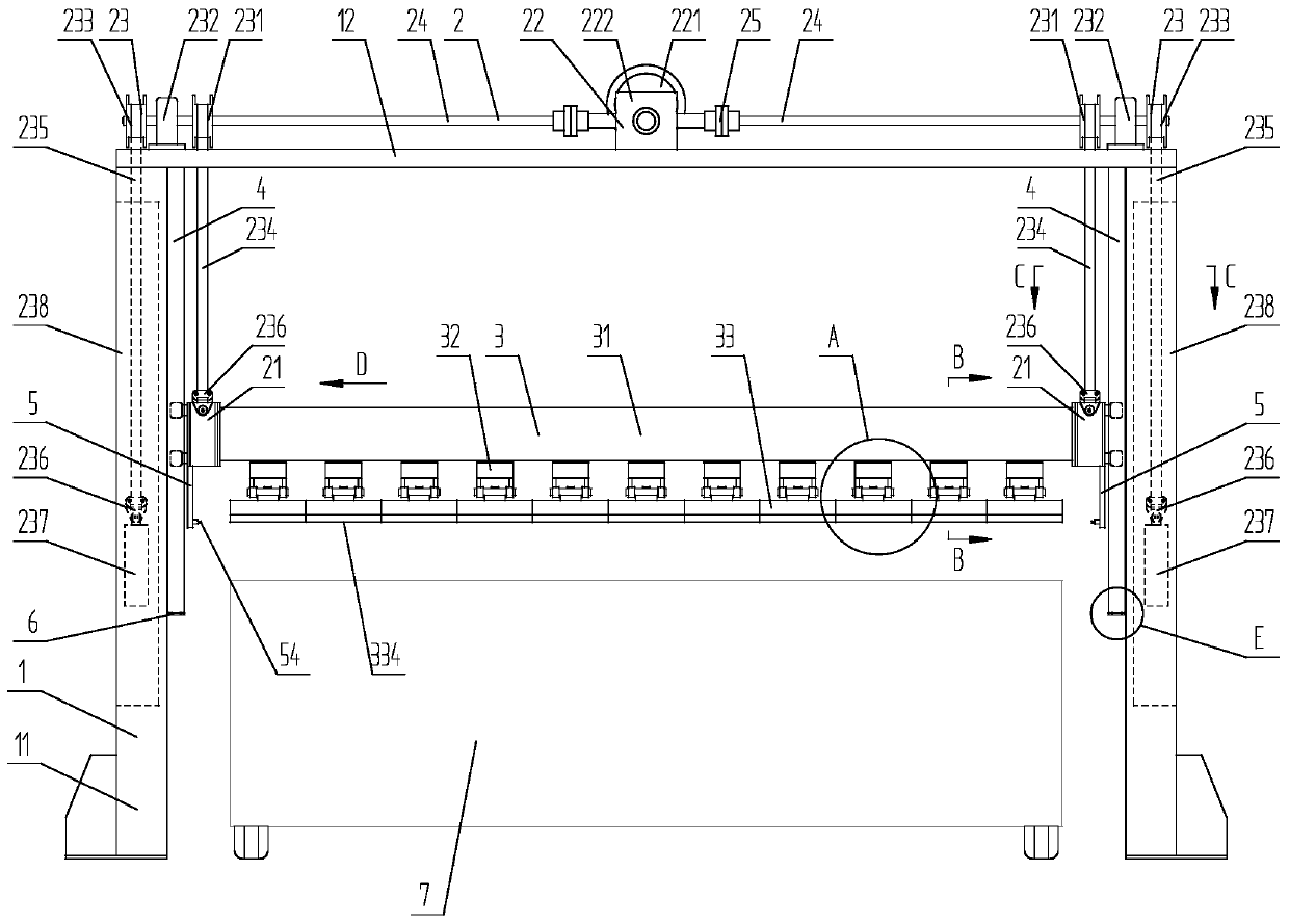 Table board clearing equipment for flowing type prefabricated part mould tables