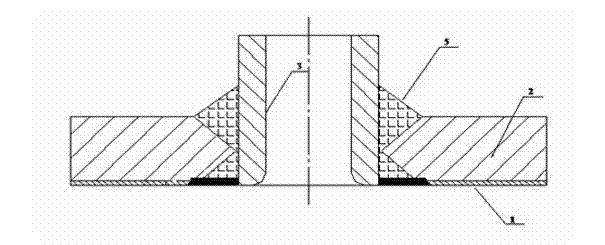 Welding method for stainless steel composite board pressure vessel shell and insert-type stainless steel connecting pipe