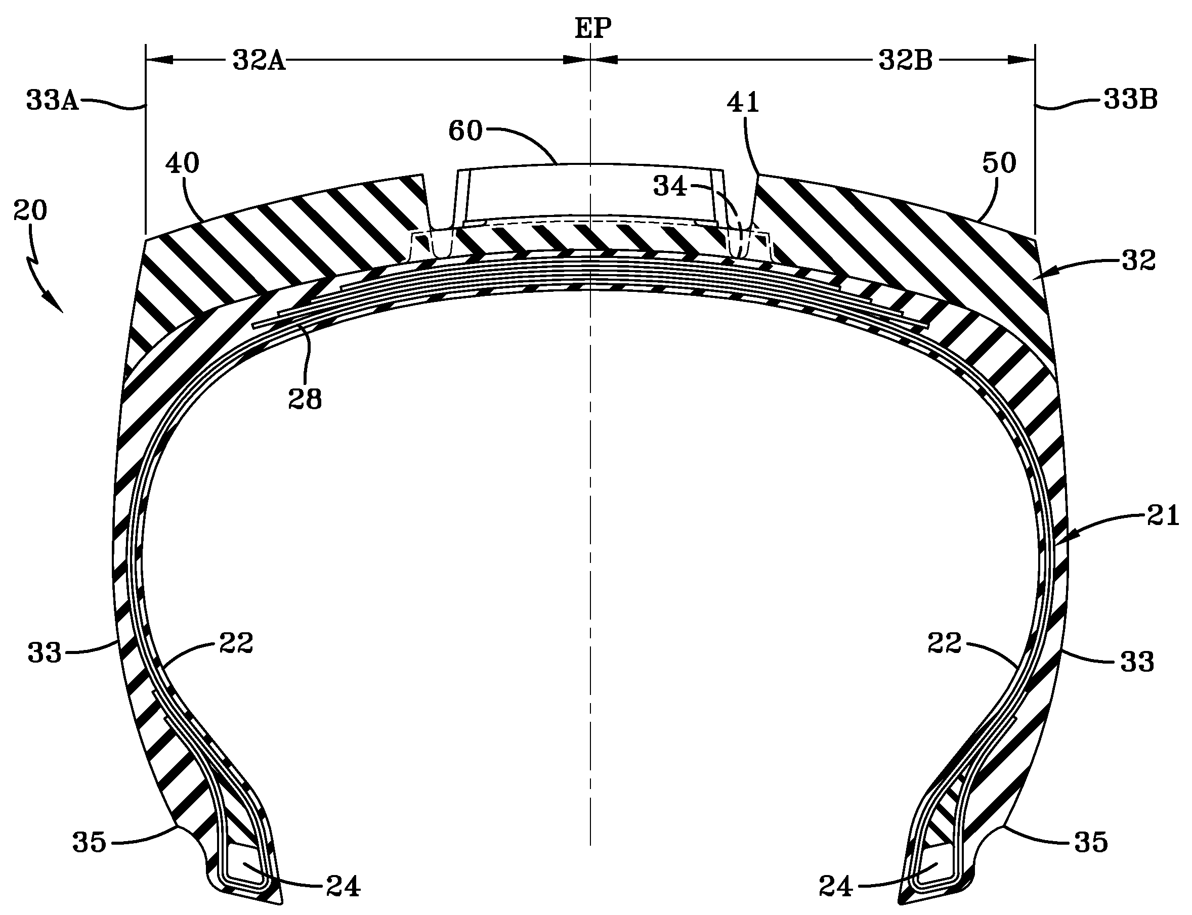 Pneumatic tire with polyketone belt structure