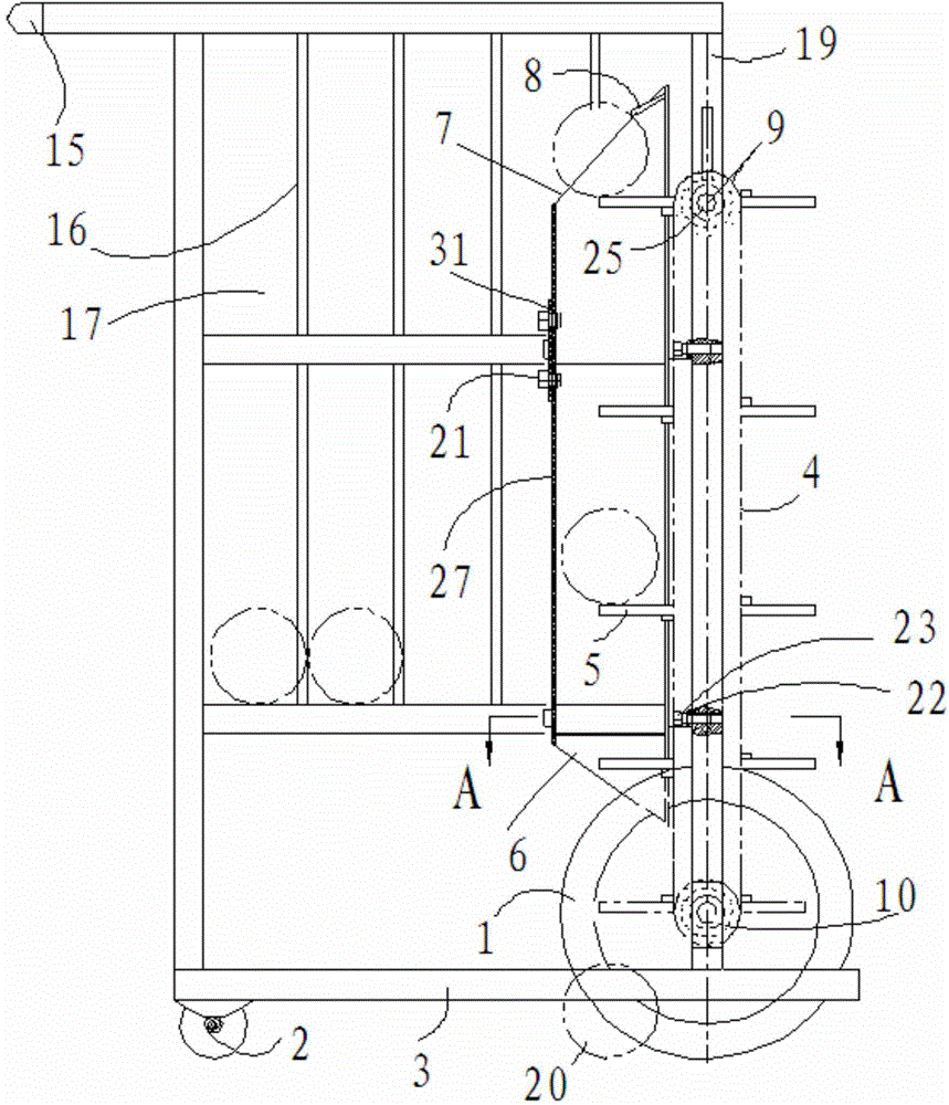 Self-lifting tennis ball picking and transporting vehicle