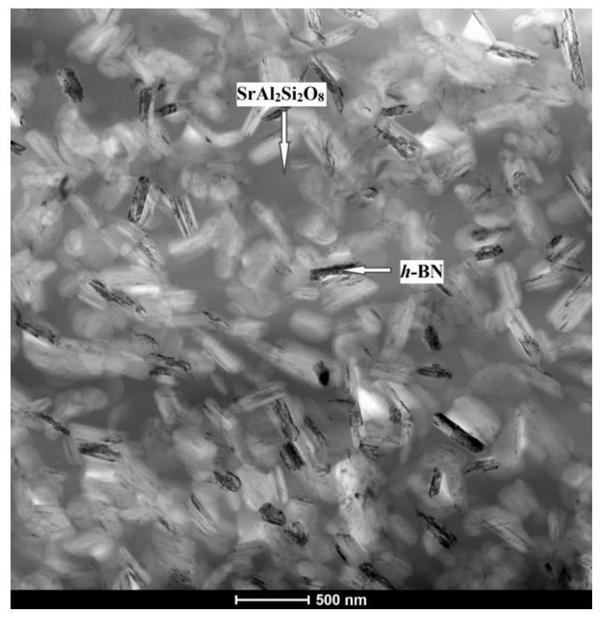 A thermal shock-resistant boron nitride-strontium feldspar ceramic matrix composite material and its preparation method