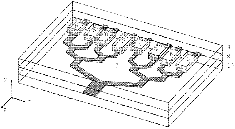 Short-range surface plasma waveguide and dielectric waveguide mixed coupling array type structure