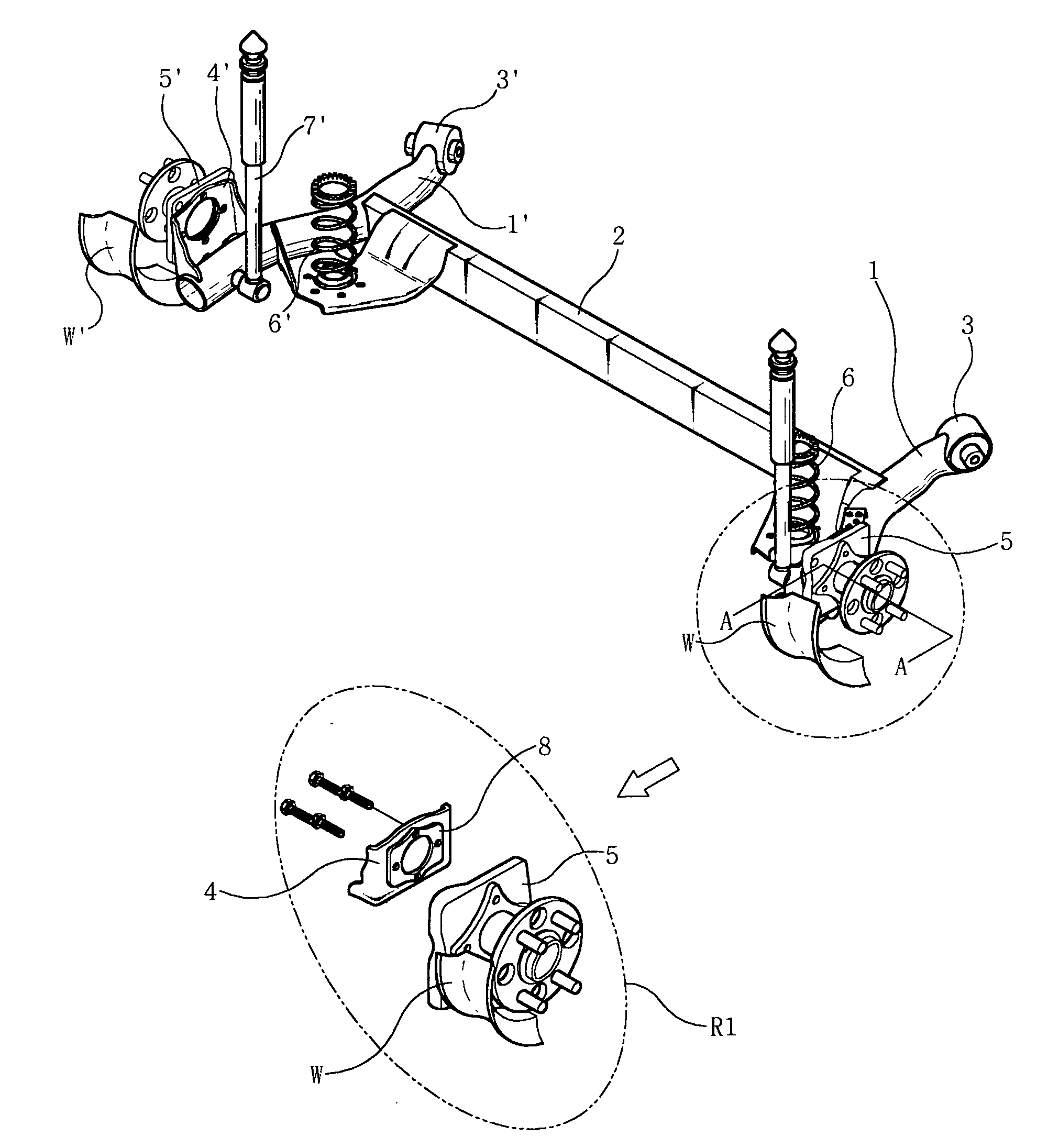 Wheel angle adjustment apparatus for automobile suspension system