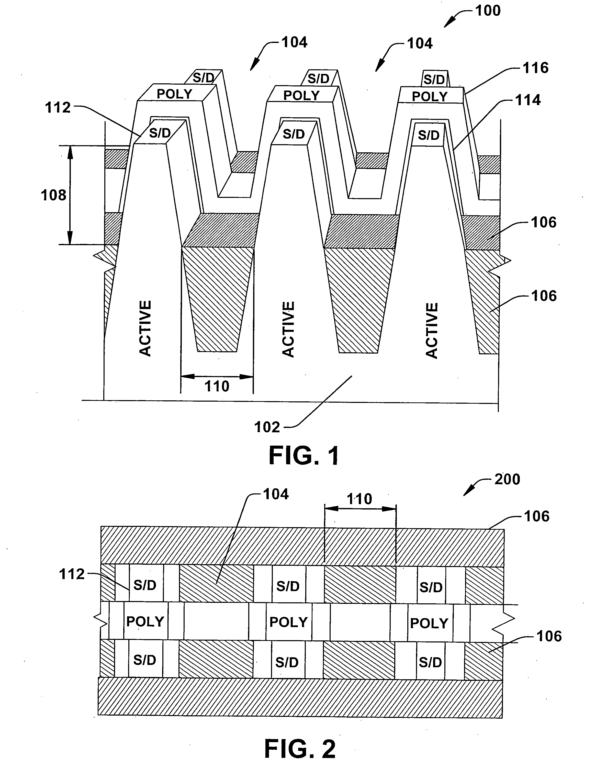 Recessed STI for wide transistors