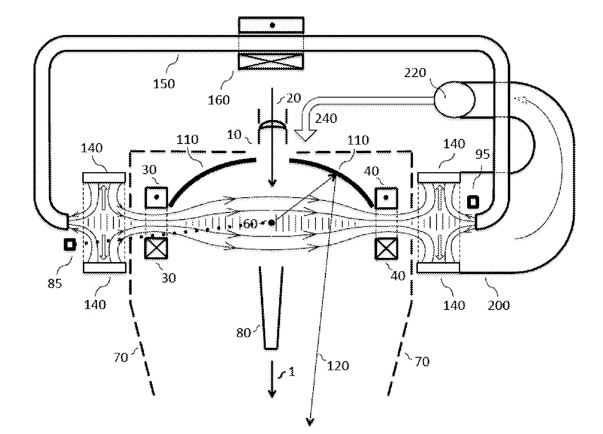 Extreme ultraviolet source with dual magnetic cusp particle catchers