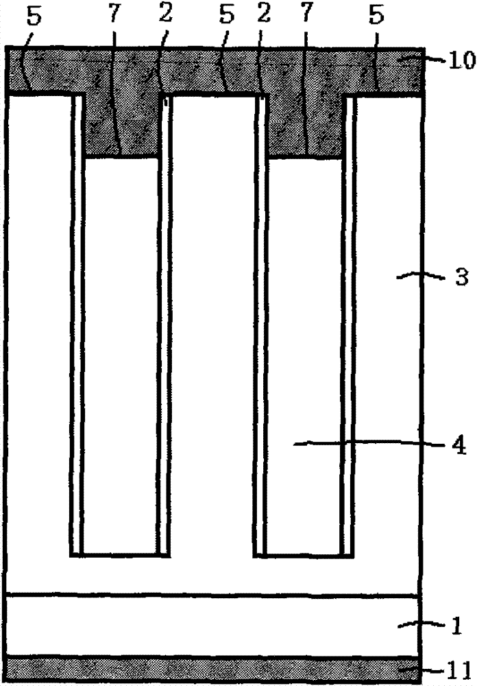 A Schottky semiconductor device with charge compensation trench and its preparation method