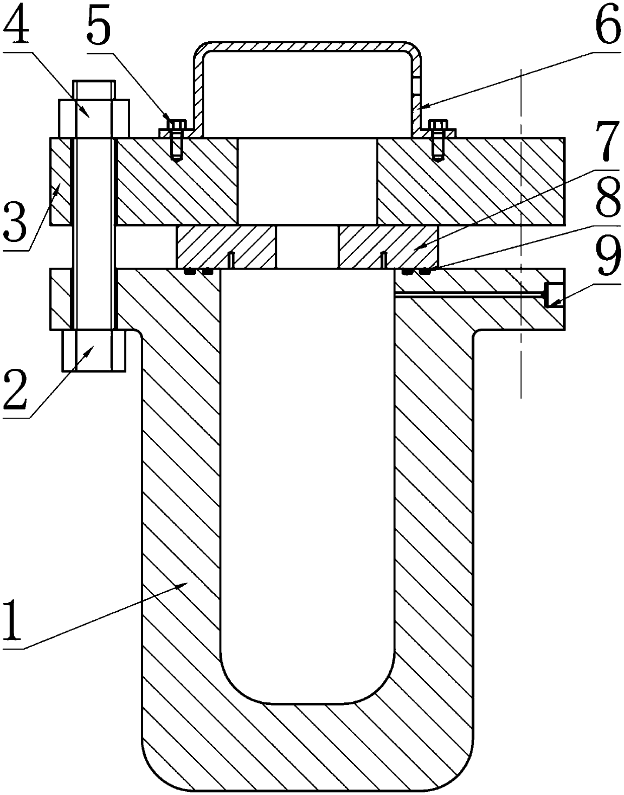 Hyperbaric cabin device for external pressure test of pressure container model