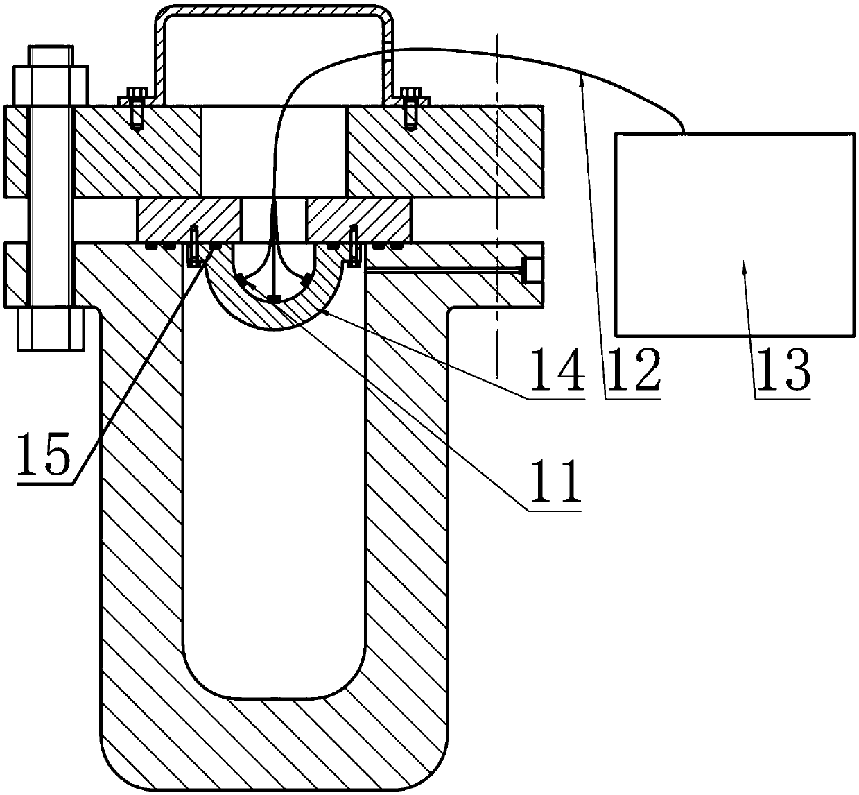 Hyperbaric cabin device for external pressure test of pressure container model