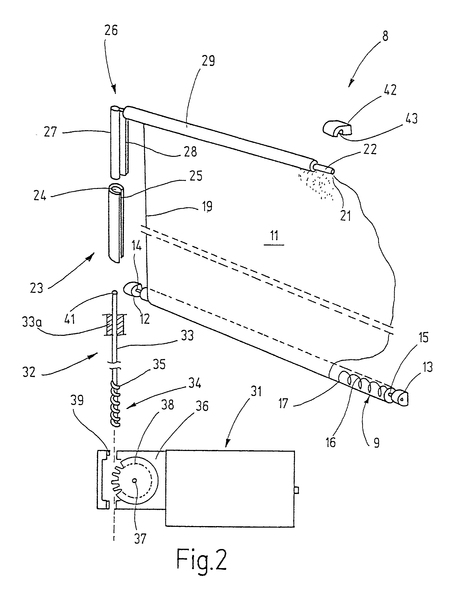 Rear window roll-up blind