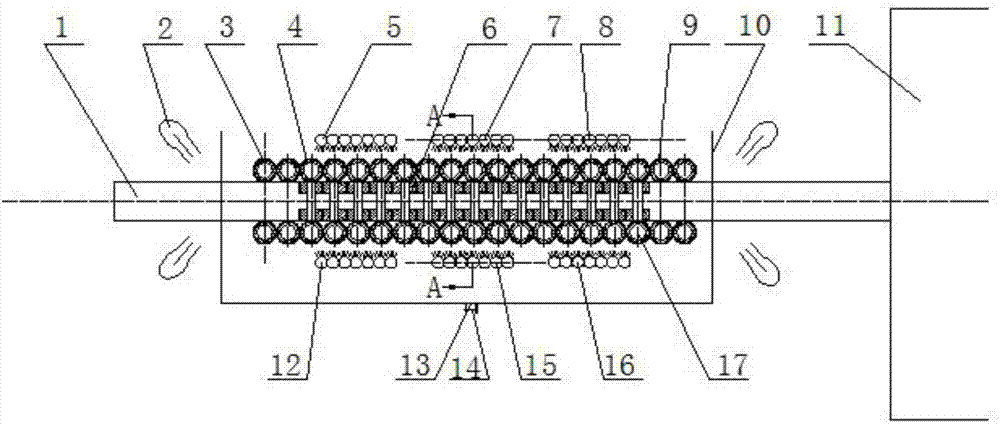 A device for preventing deformation of aluminum profile on-line quenching