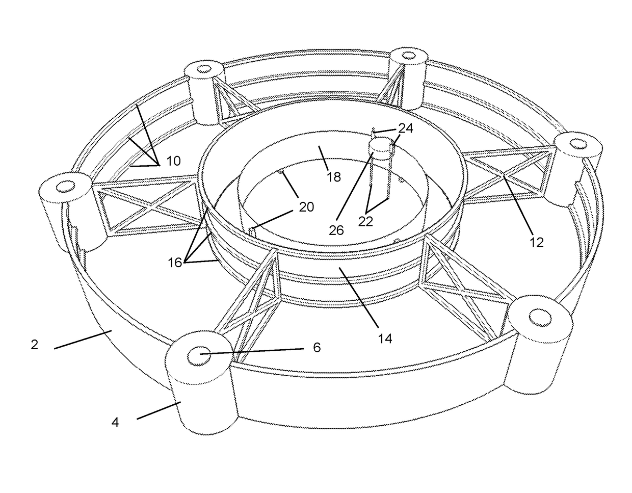 Floating evaporation pan with adjustable freeboard and surrounding wave-guard