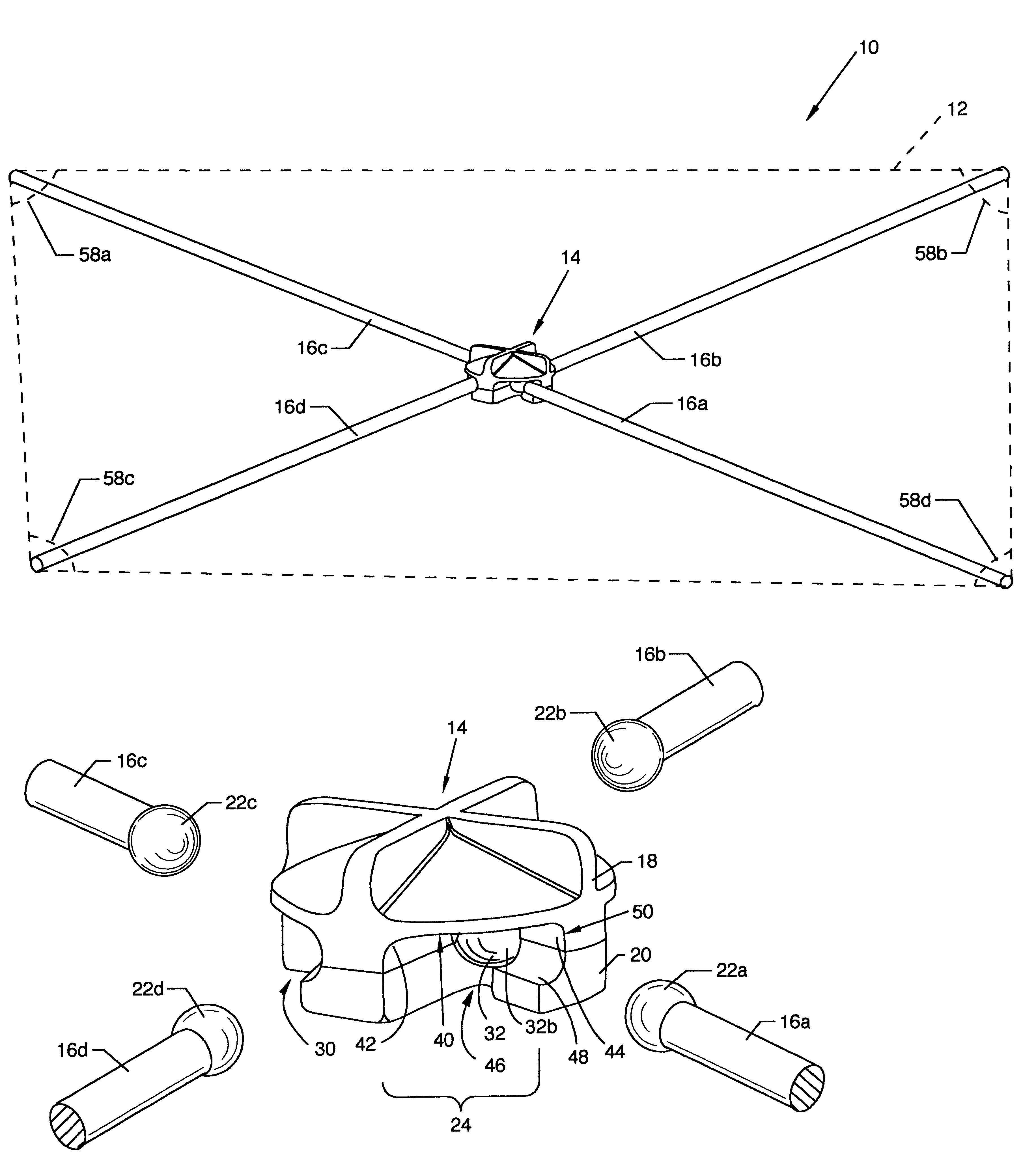 CAM type hub and strut for use in portable and semi-permanent structures