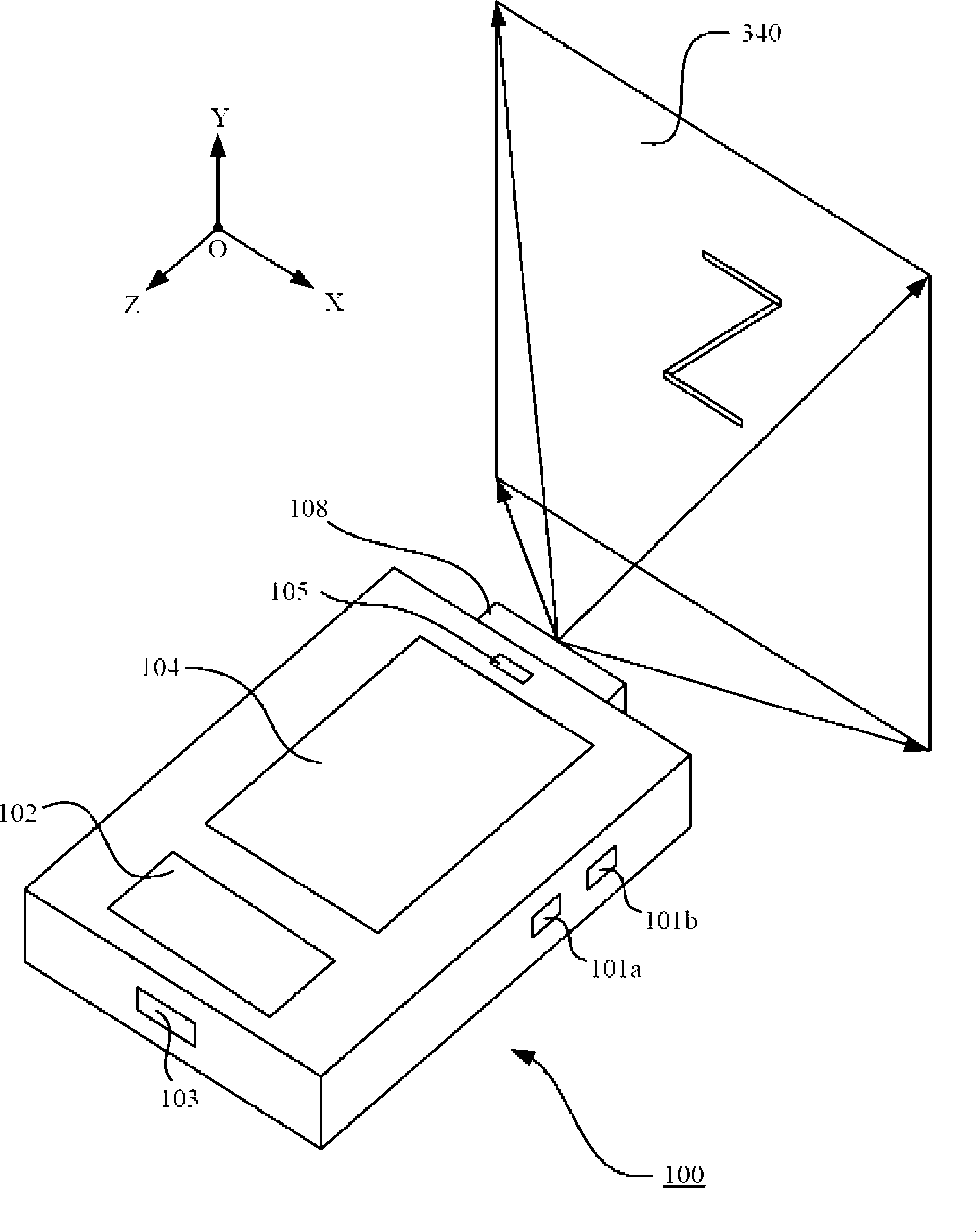 Projecting system and portable electronic apparatus using the same