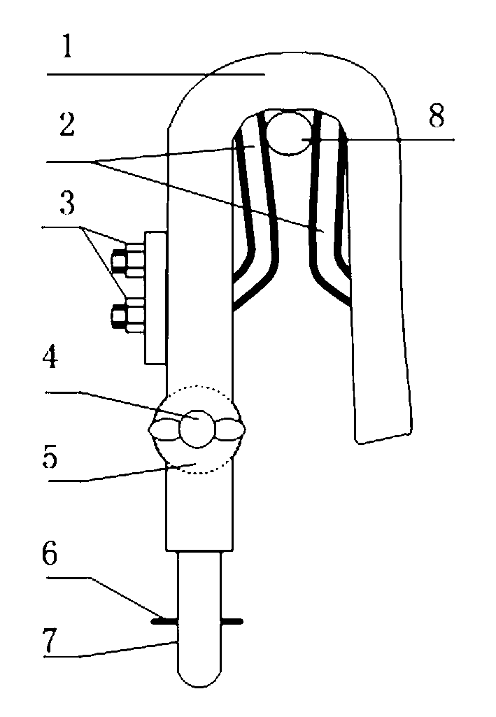 Single-hook double-tongue tightening earthing clamp