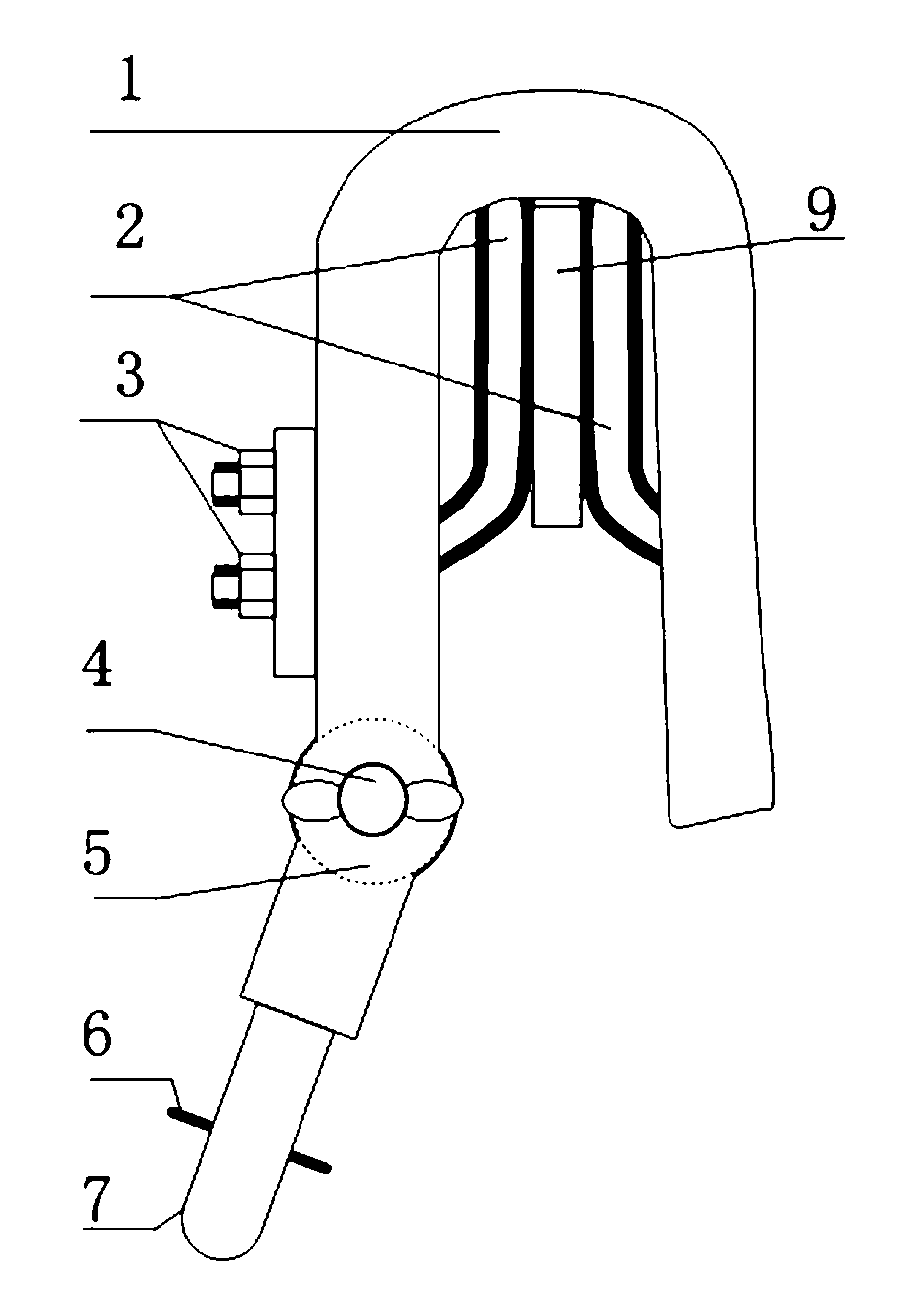 Single-hook double-tongue tightening earthing clamp