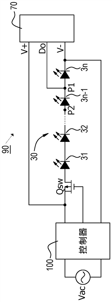 Low power consumption cascaded LED light string