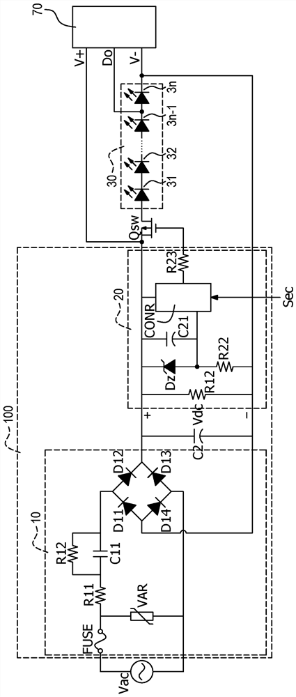 Low power consumption cascaded LED light string