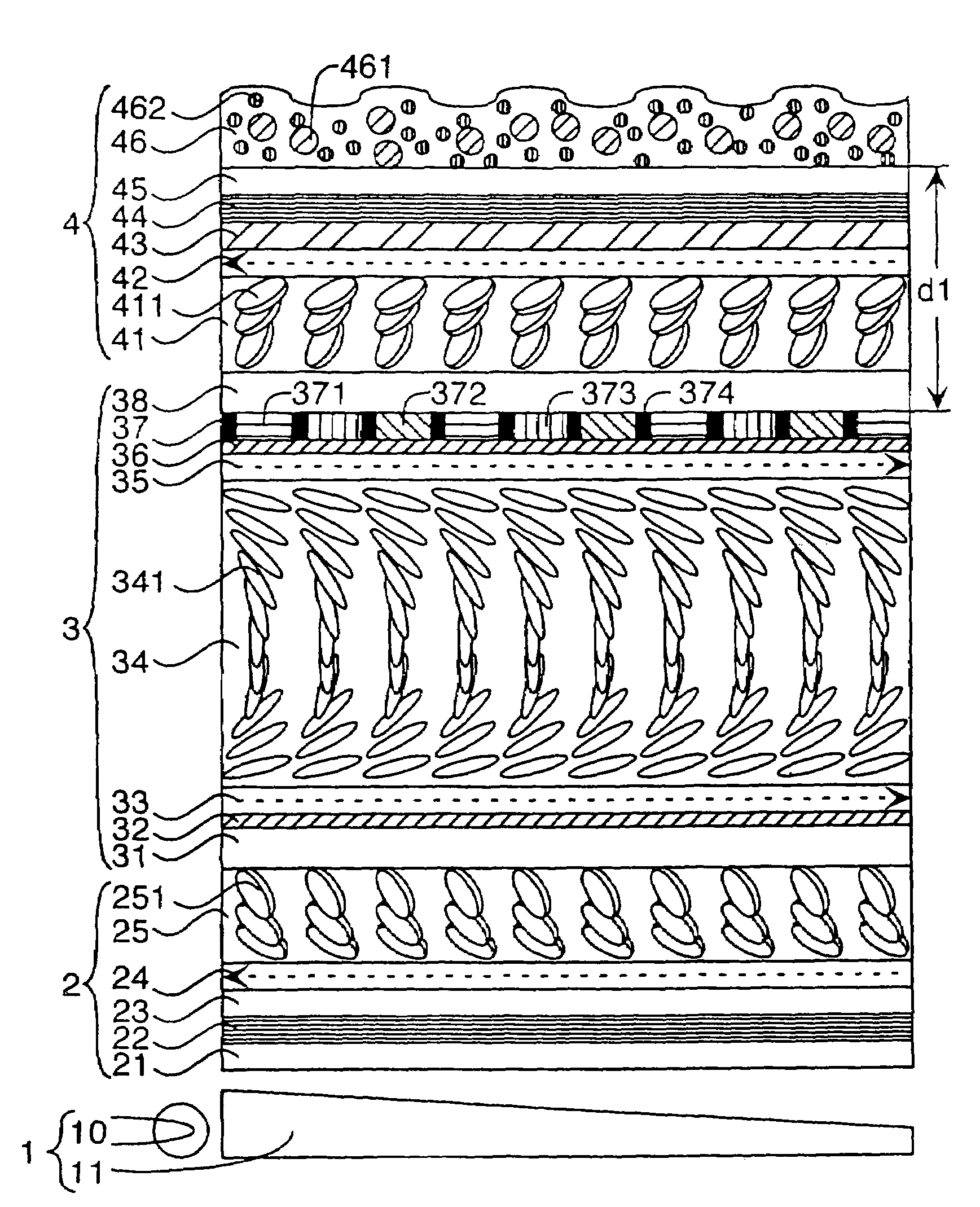 Liquid crystal display of OCB or VA mode