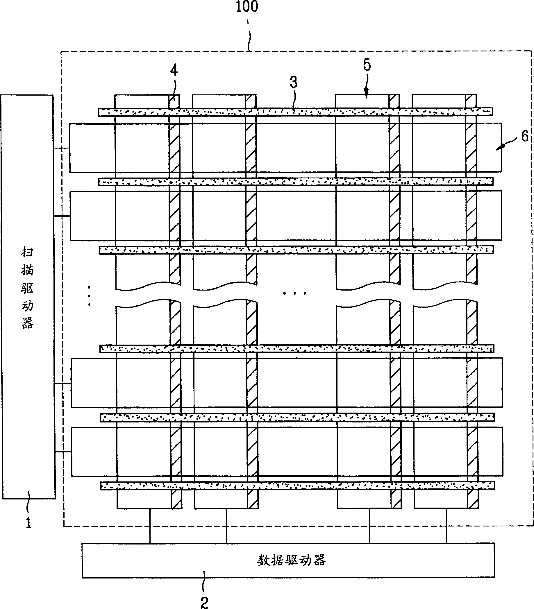 Scanning structure in display, method for driving display and its producing method