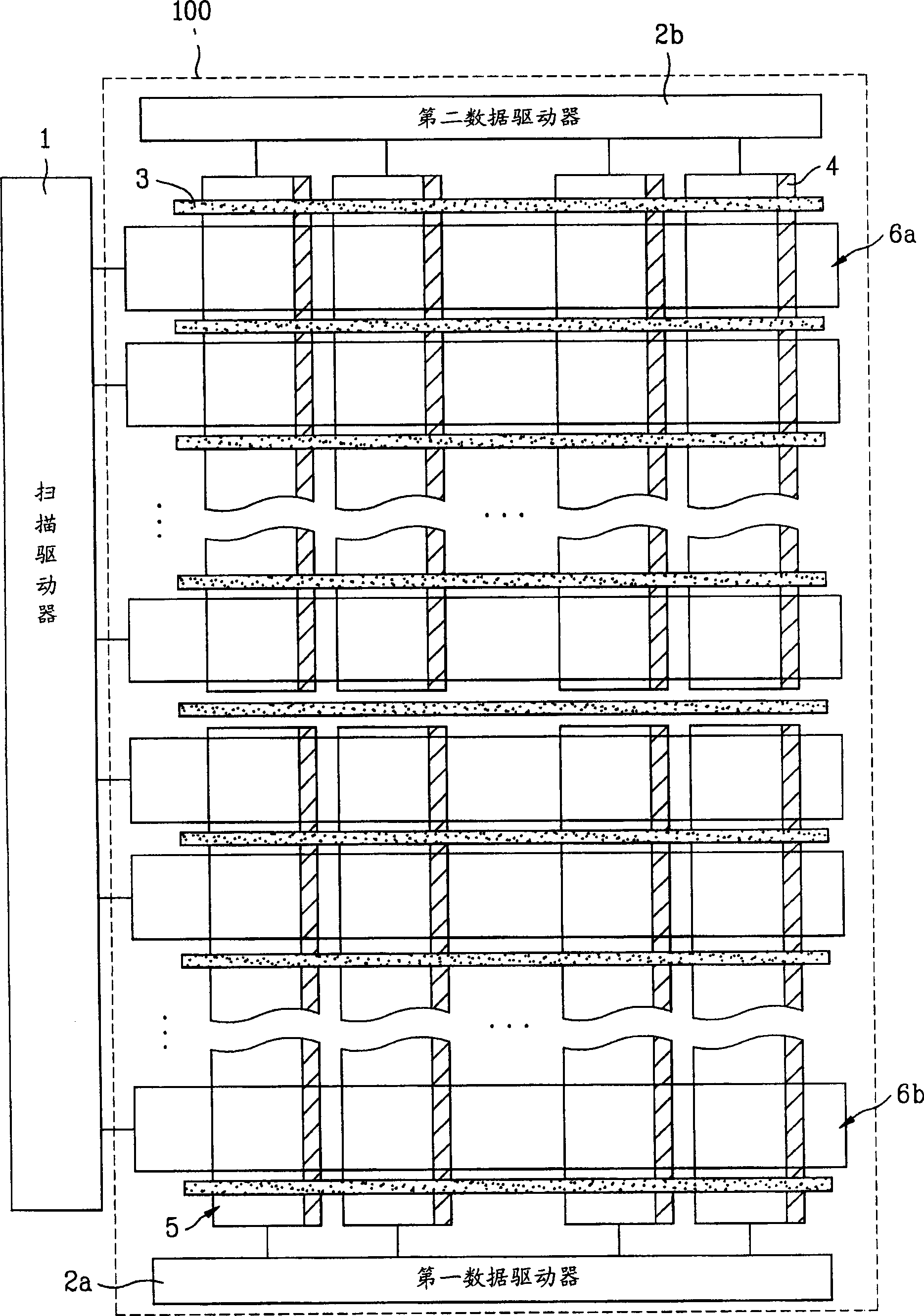 Scanning structure in display, method for driving display and its producing method