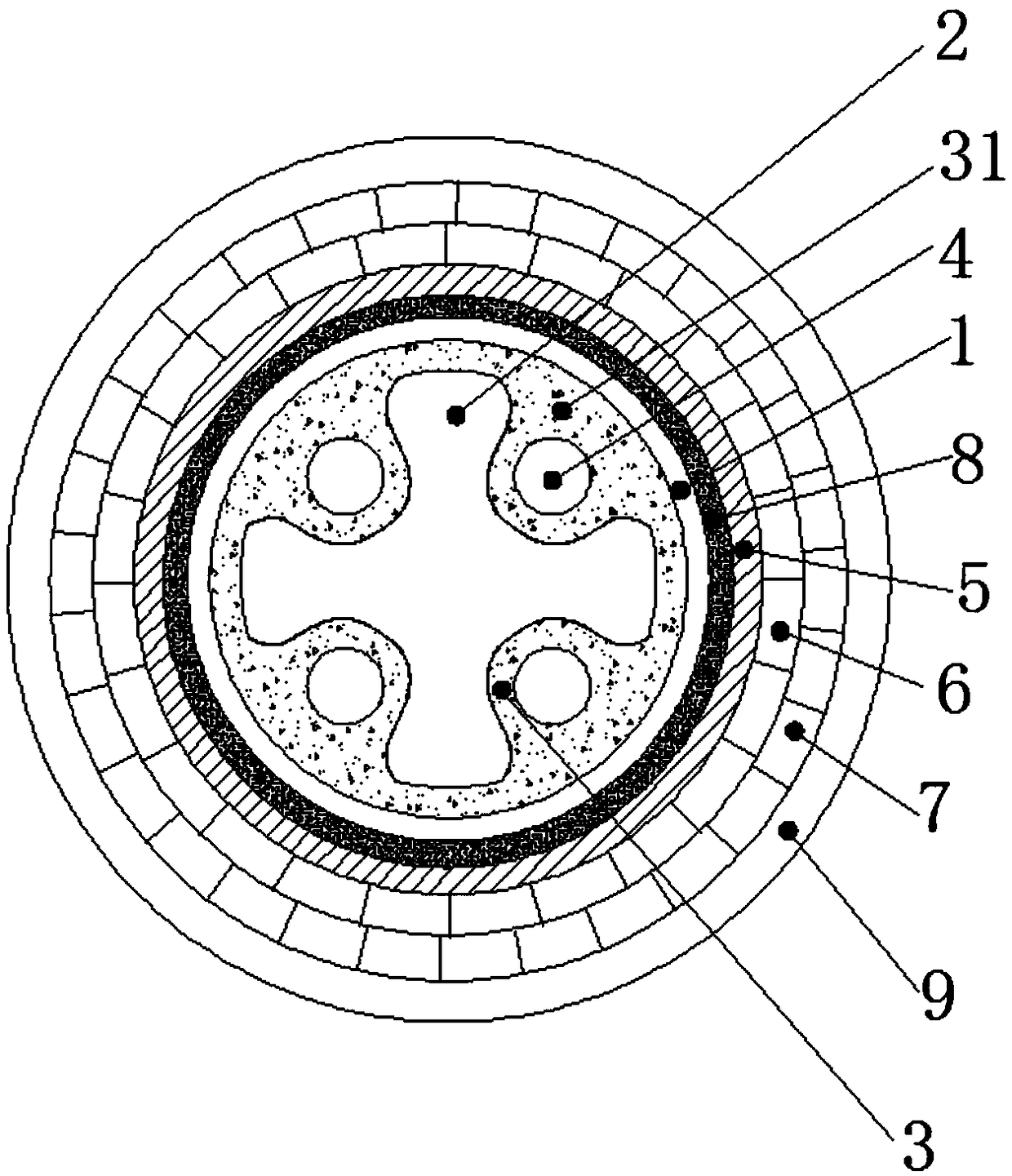 Carbon fiber optic load-bearing detection cable for oil and gas exploration robot