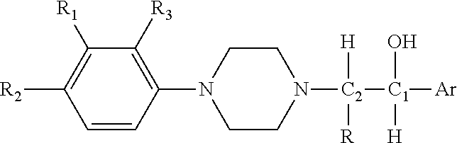 Substituted Phenylpiperazinyl Aralkylalcohol Derivatives, Pharmaceutical Compositions Containing Such Derivatives and Uses Thereof