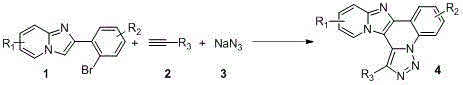 Synthesizing method of pyridino imidazo [1,2,3] triazoloquinoline compound