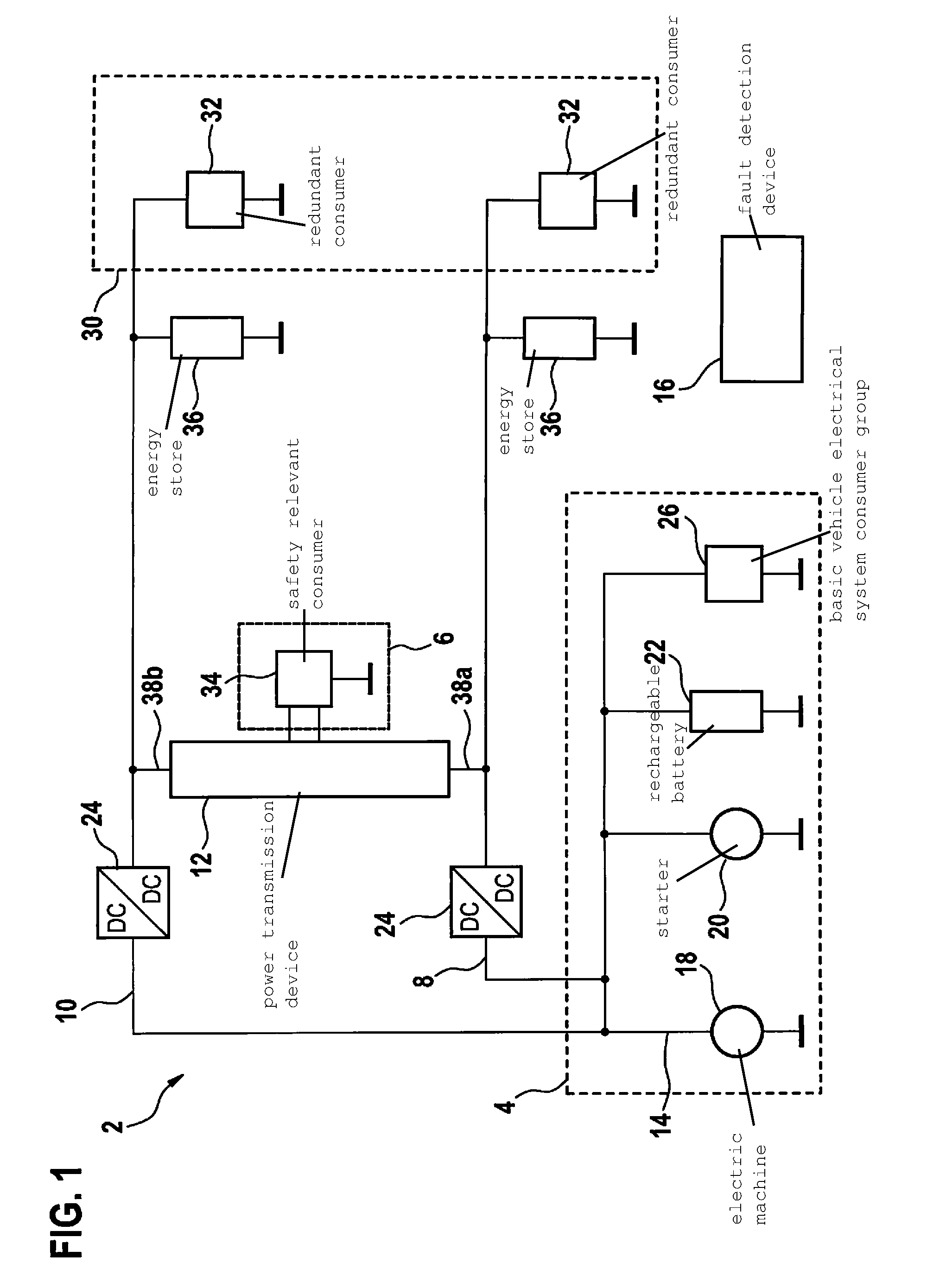 Power transmission device and vehicle electrical system