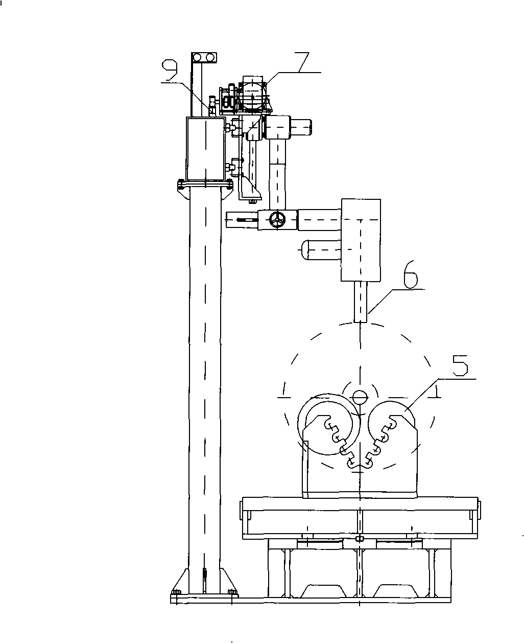 Double-handpiece column roller overlaying welding machine tool